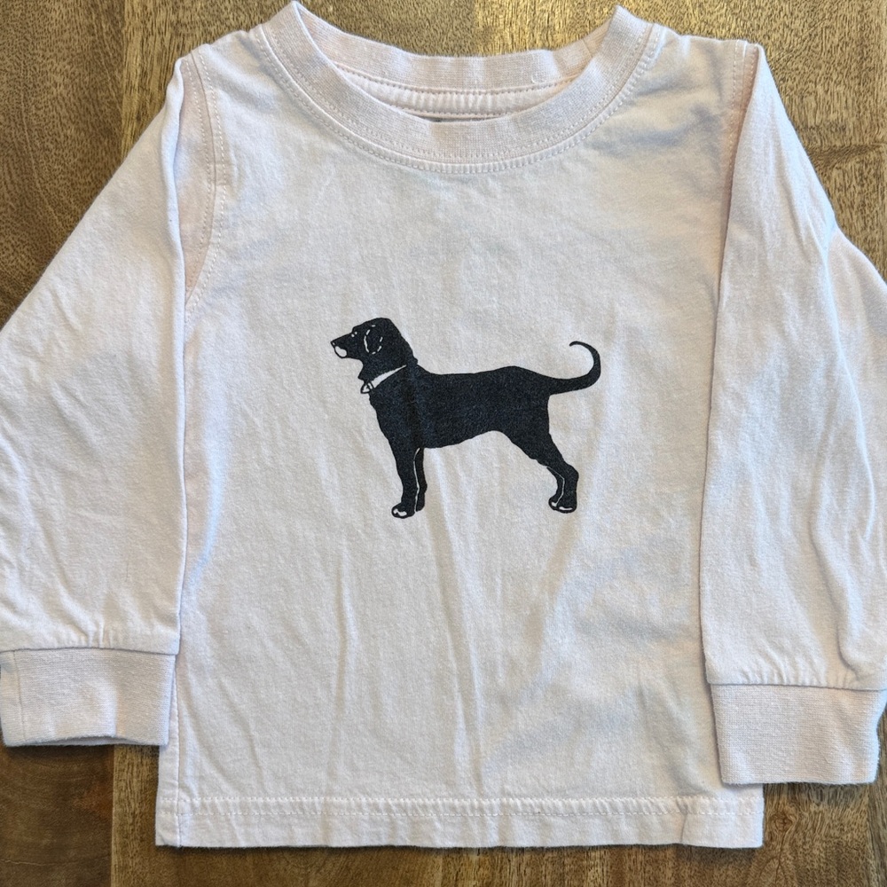The Black Dog Kids Long Sleeve Tee - powder pink with Black Dog Print